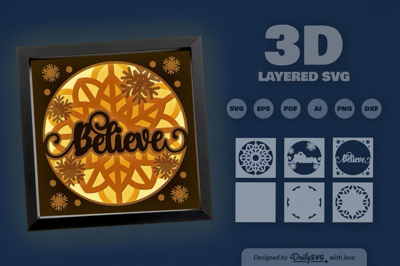 3D Christmas Believe Papercut SVG Bundle - CraftNest - Digital Crafting and Art