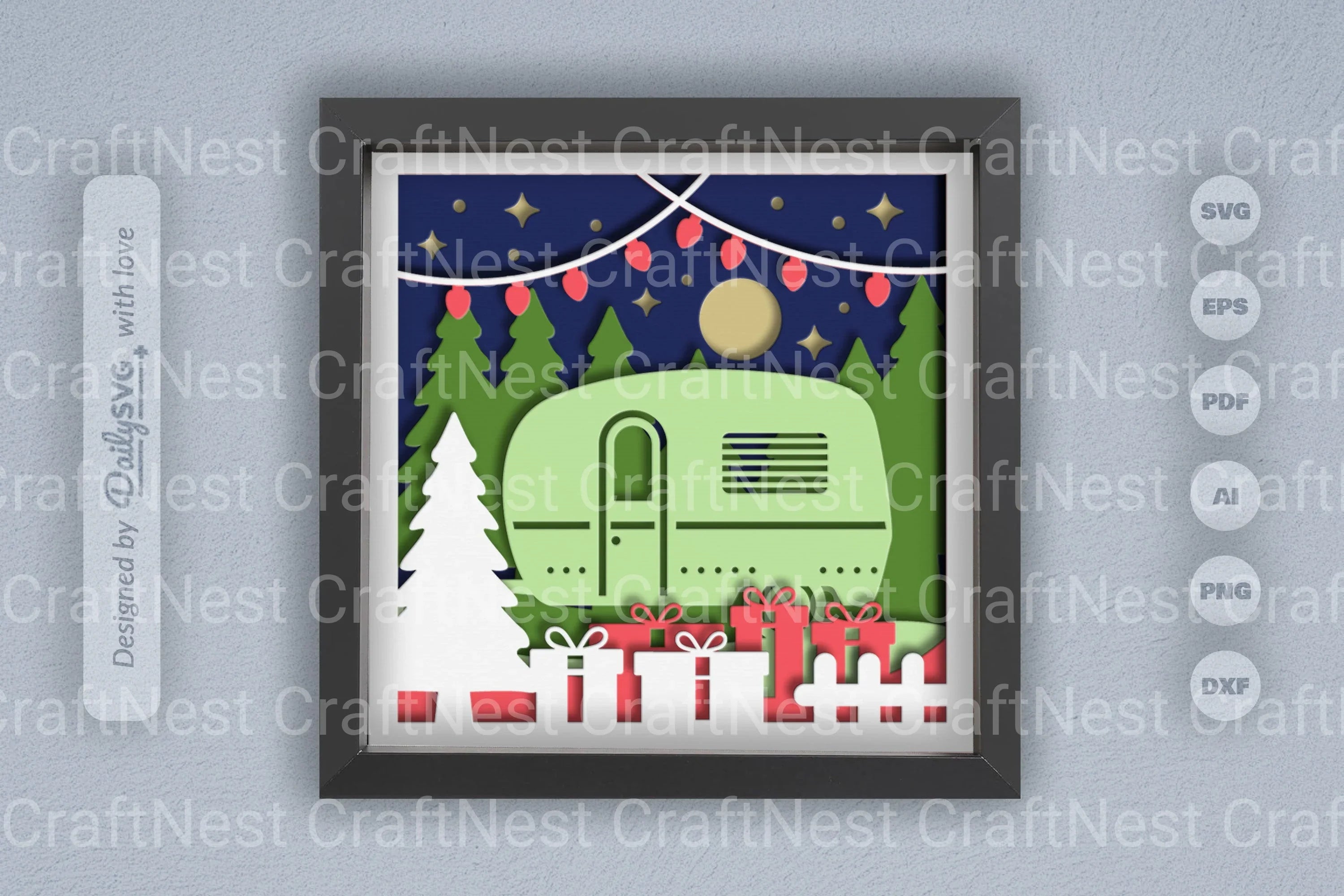 3D Christmas Camper Papercut SVG Bundle