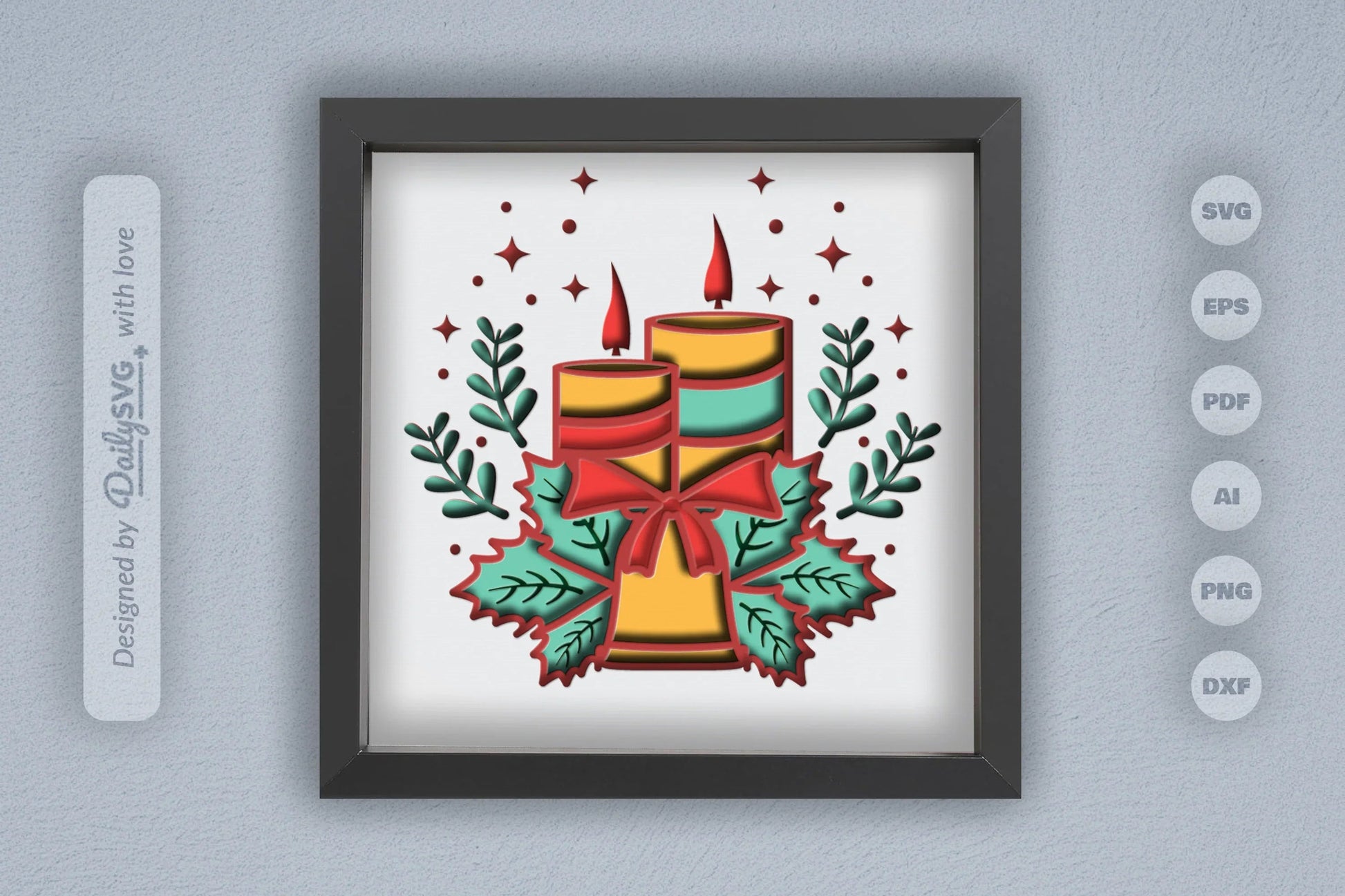3D Christmas Candle Papercut SVG Bundle - CraftNest - Digital Crafting and Art