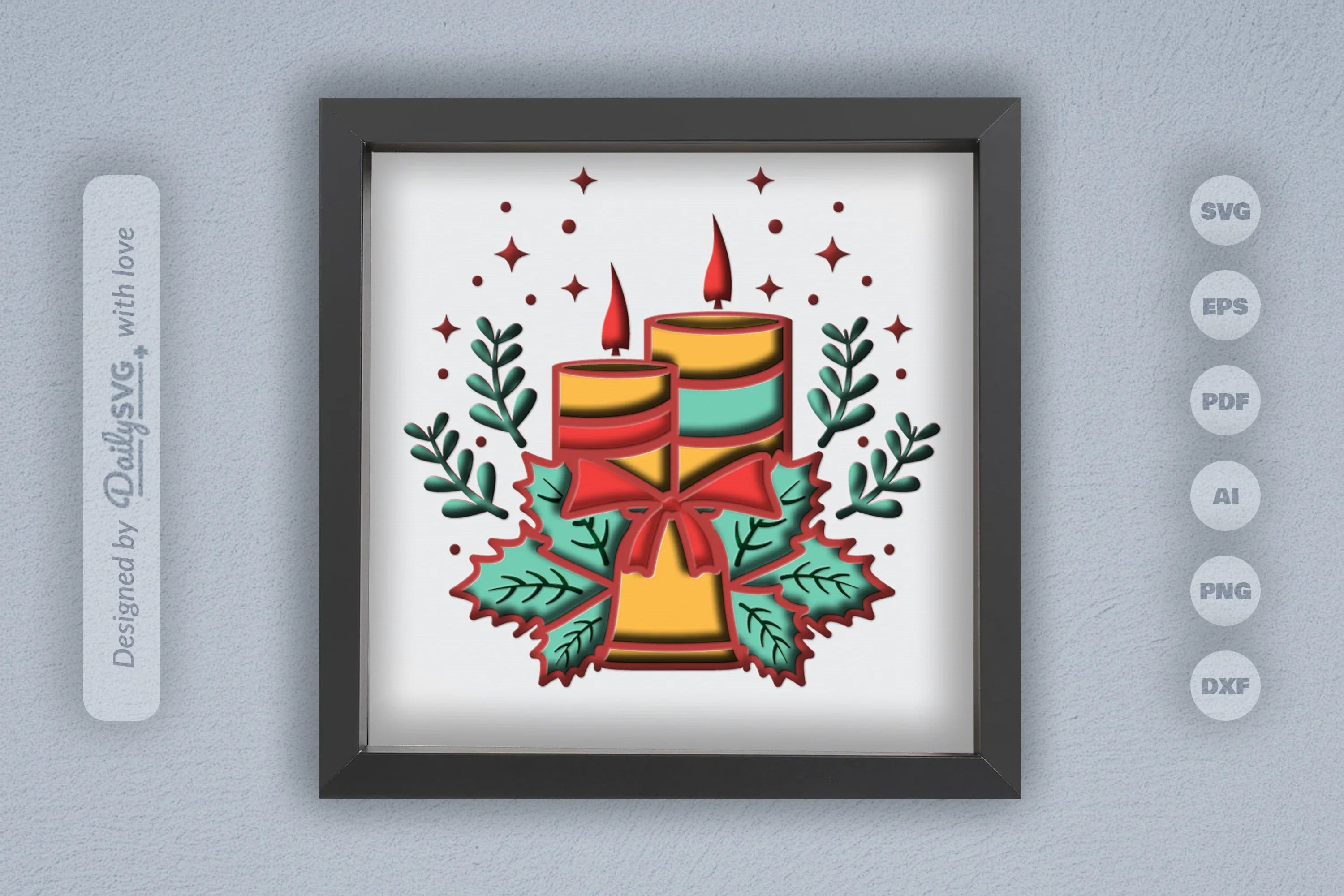 3D Christmas Candle Papercut SVG Bundle - CraftNest - Digital Crafting and Art