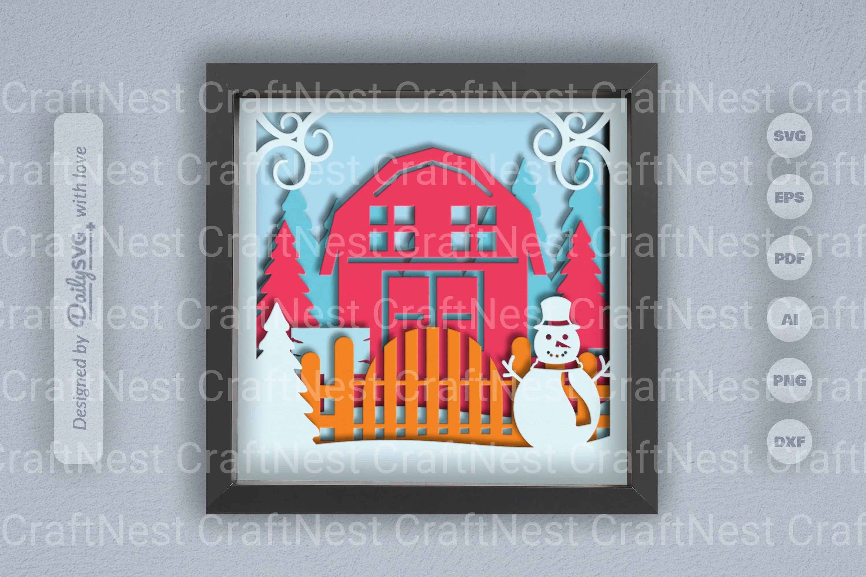 3D Christmas Farmhouse Papercut SVG Bundle