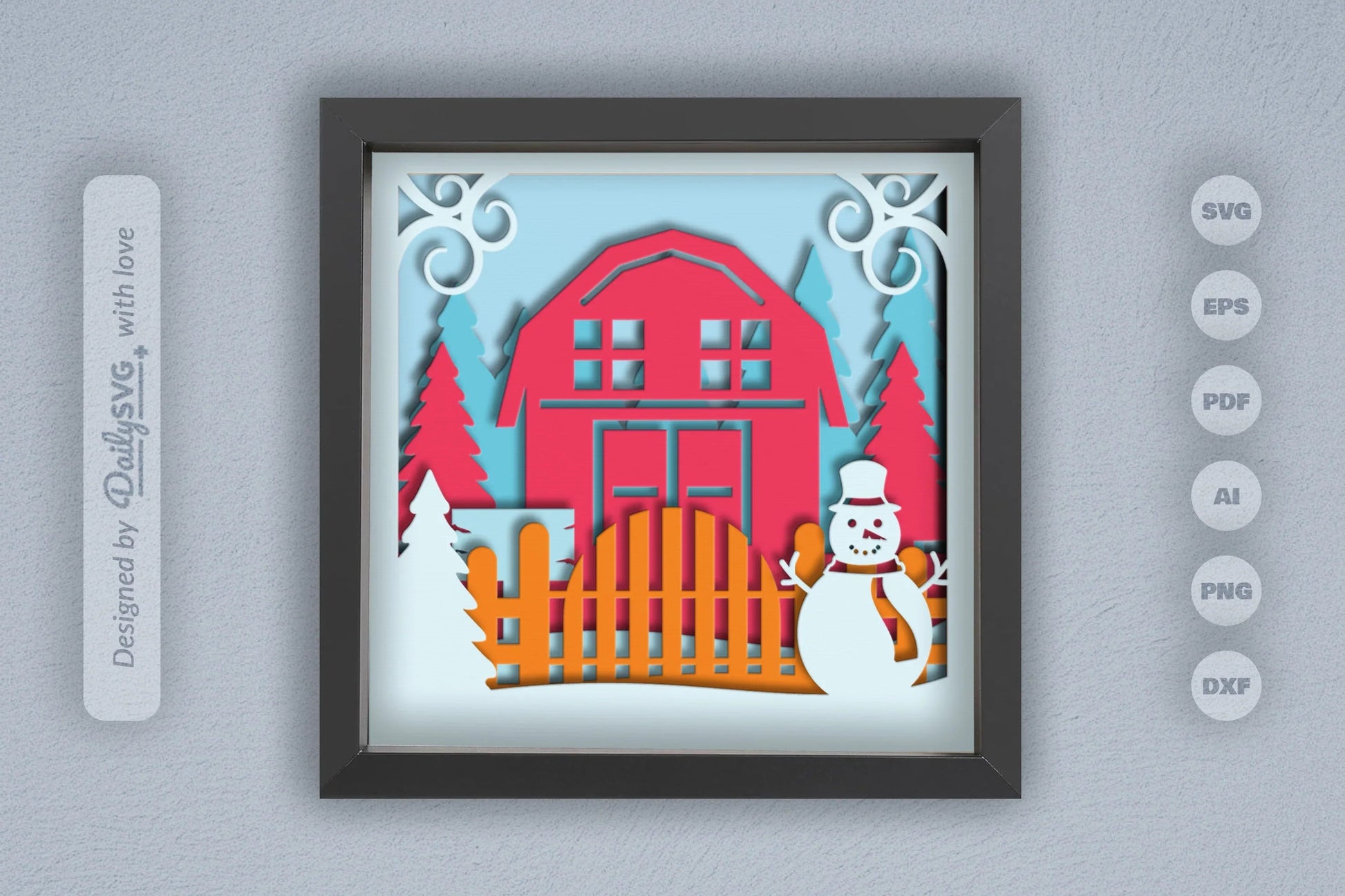 3D Christmas Farmhouse Papercut SVG Bundle - CraftNest - Digital Crafting and Art
