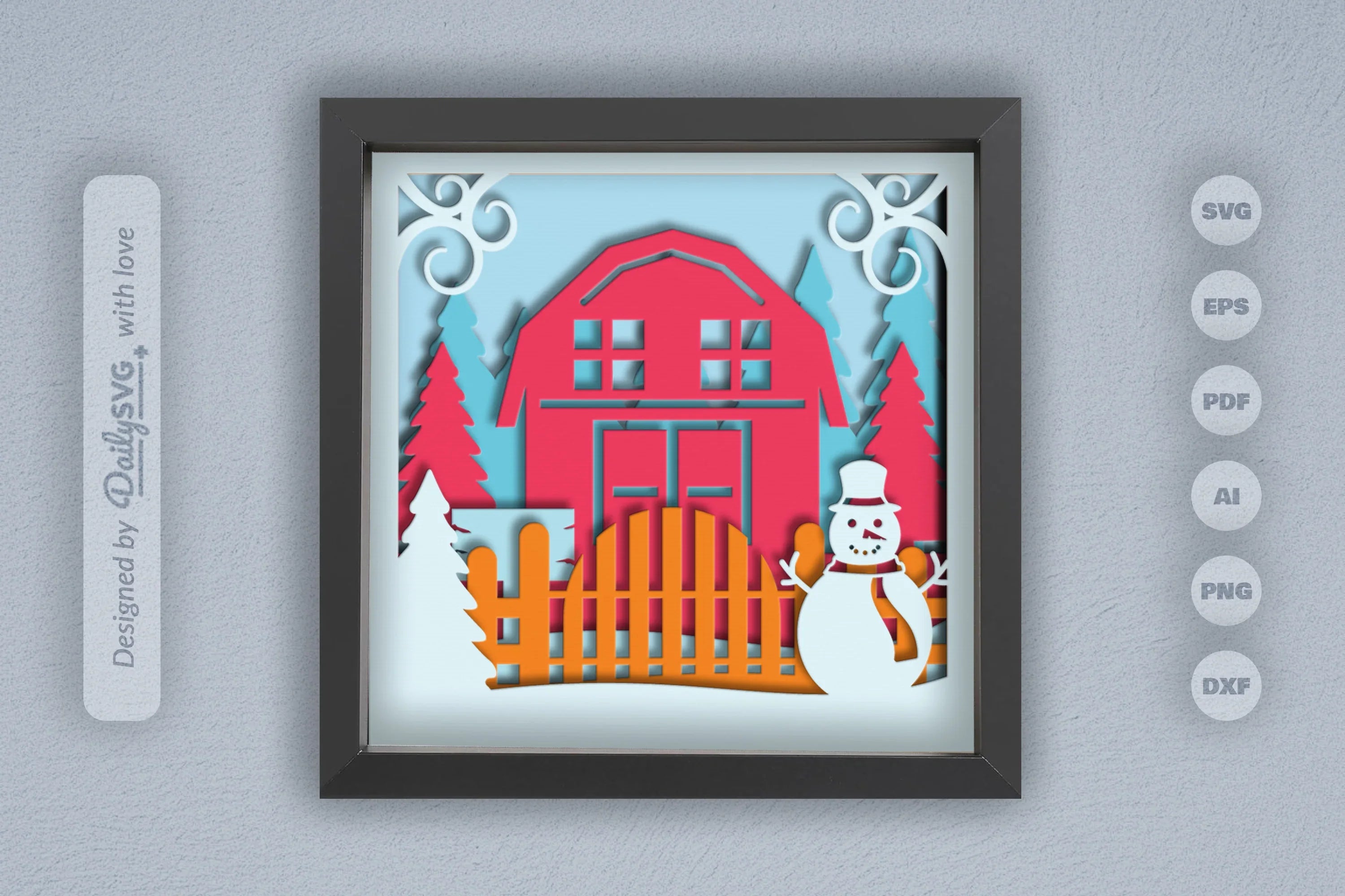 3D Christmas Farmhouse Papercut SVG Bundle - CraftNest - Digital Crafting and Art