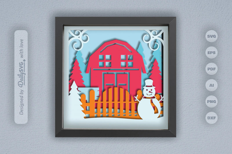 3D Christmas Farmhouse Papercut SVG Bundle - CraftNest - Digital Crafting and Art