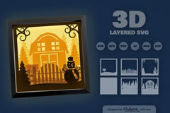 3D Christmas Farmhouse Papercut SVG Bundle - CraftNest - Digital Crafting and Art