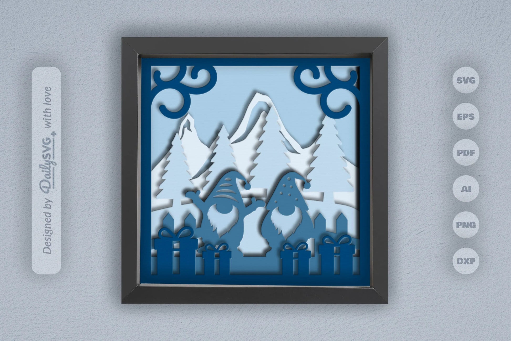 3D Christmas Gnomes in Snowy Scene Papercut SVG Bundle - CraftNest - Digital Crafting and Art