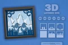 3D Christmas Gnomes in Snowy Scene Papercut SVG Bundle - CraftNest - Digital Crafting and Art