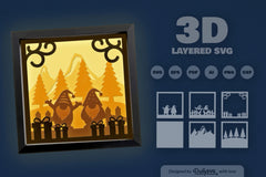3D Christmas Gnomes in Snowy Scene Papercut SVG Bundle - CraftNest - Digital Crafting and Art
