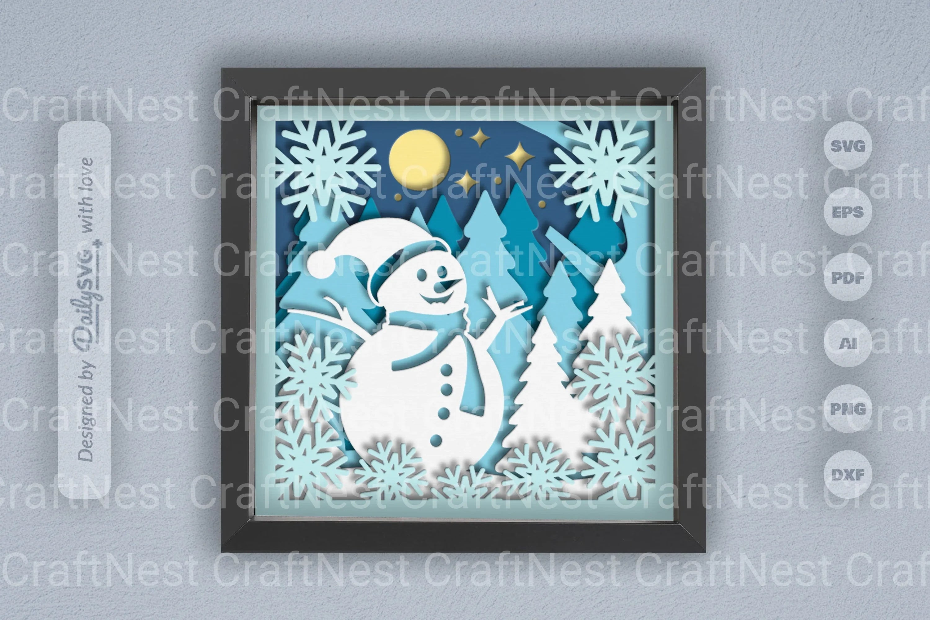3D Christmas Snowman Papercut SVG Bundle