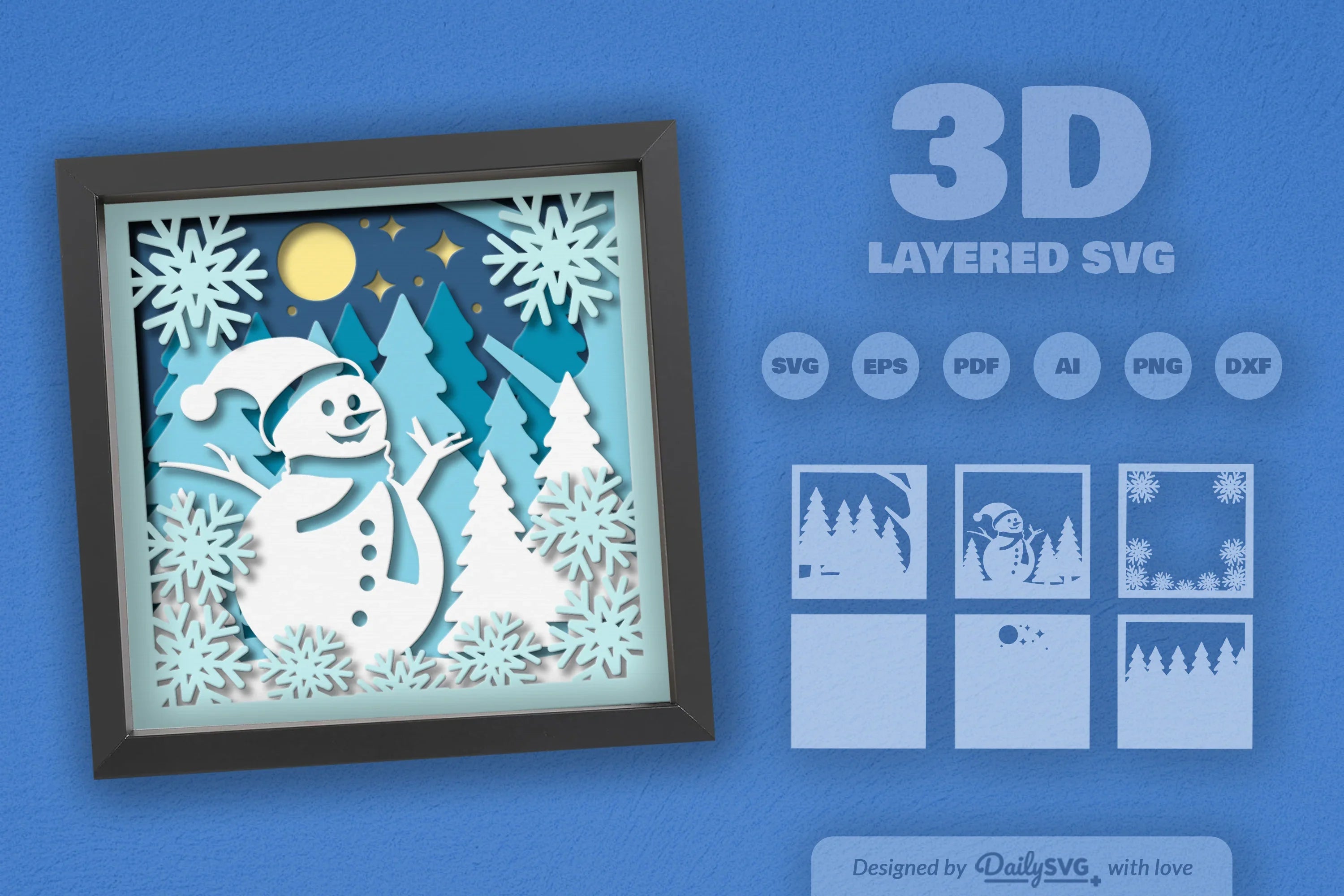 3D Christmas Snowman Papercut SVG Bundle - CraftNest - Digital Crafting and Art