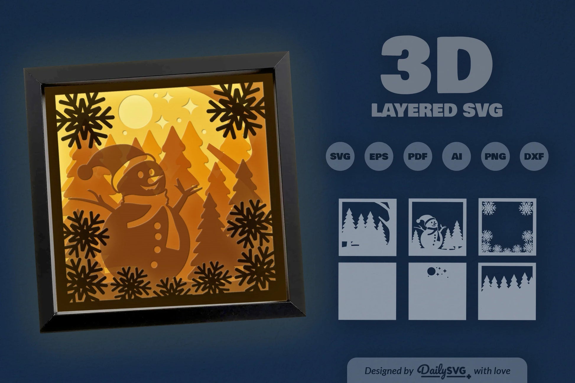 3D Christmas Snowman Papercut SVG Bundle - CraftNest - Digital Crafting and Art