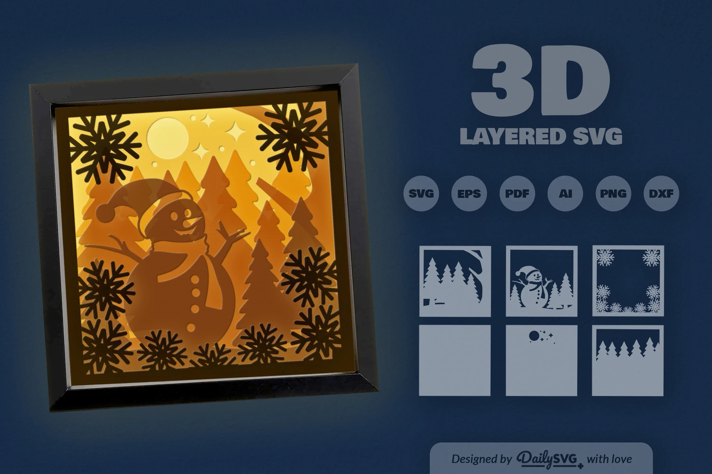 3D Christmas Snowman Papercut SVG Bundle - CraftNest - Digital Crafting and Art