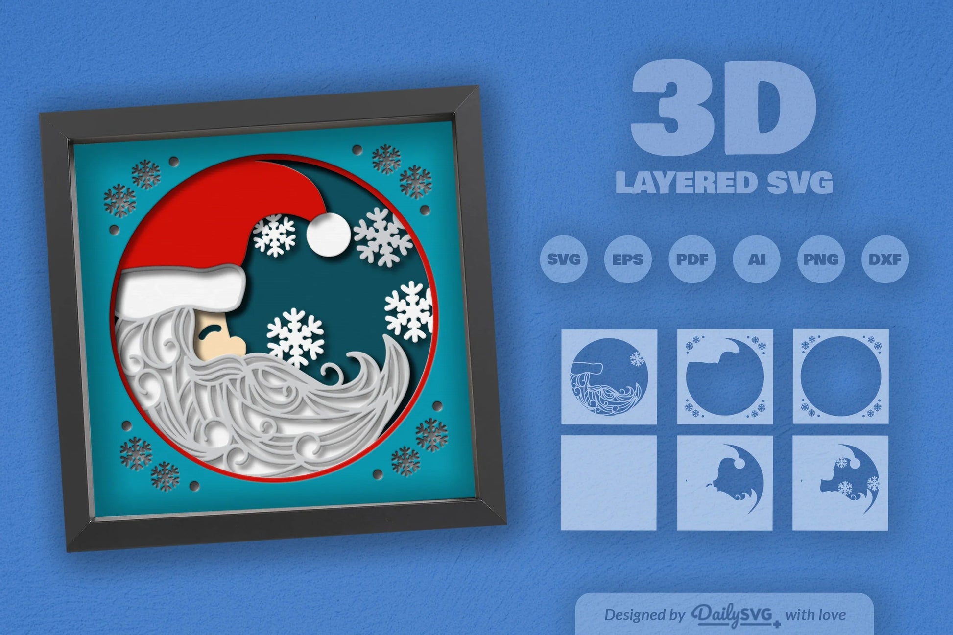 3D Christmas Moon Santa Papercut SVG Bundle - CraftNest - Digital Crafting and Art
