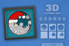 3D Christmas Moon Santa Papercut SVG Bundle - CraftNest - Digital Crafting and Art