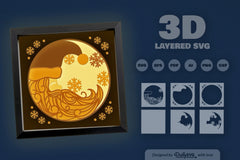 3D Christmas Moon Santa Papercut SVG Bundle - CraftNest - Digital Crafting and Art