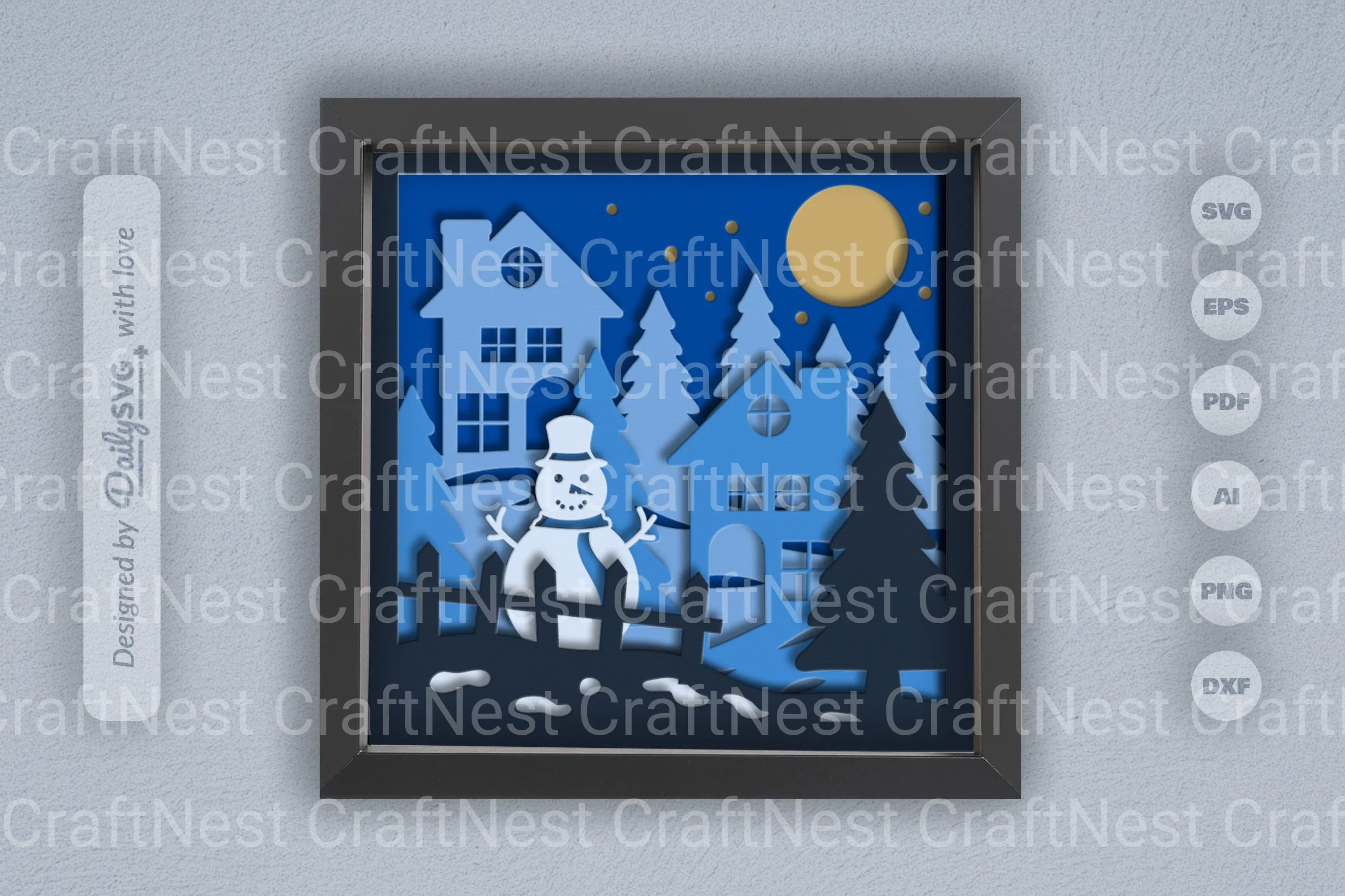 3D Christmas Night Scene Papercut SVG Bundle