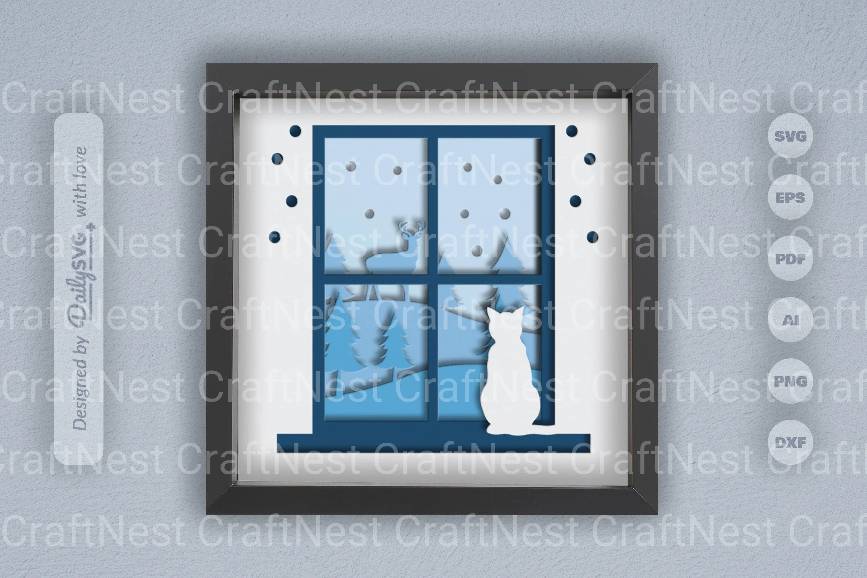 3D Christmas Window Papercut SVG Bundle