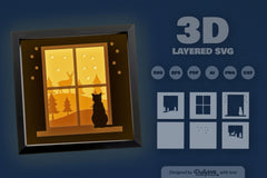 3D Christmas Window Papercut SVG Bundle - CraftNest - Digital Crafting and Art