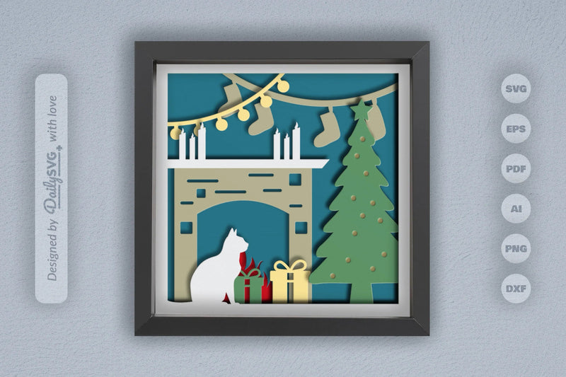 3D Christmas Scene Papercut SVG Bundle for Home Decor - CraftNest - Digital Crafting and Art