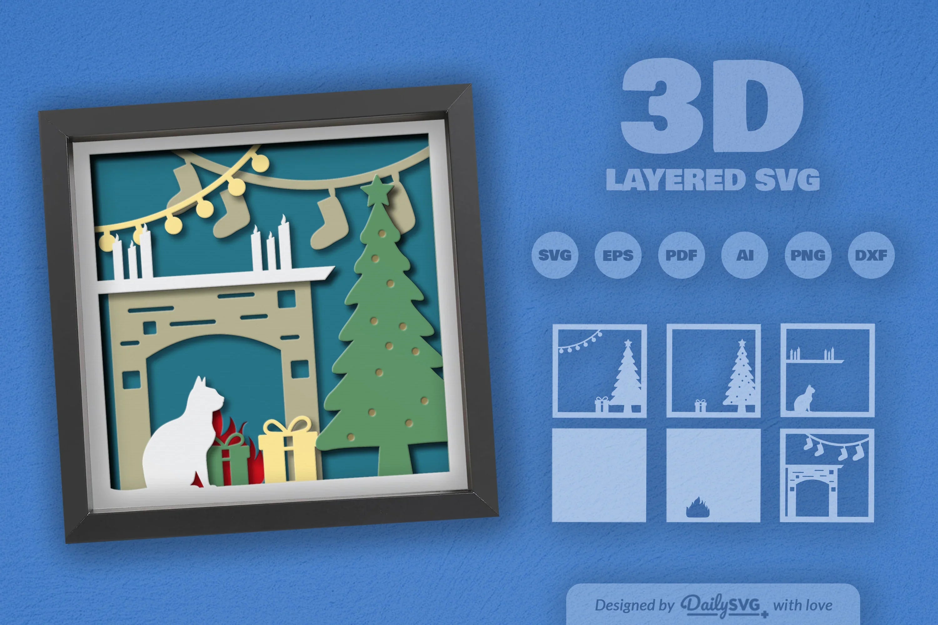 3D Christmas Scene Papercut SVG Bundle for Home Decor - CraftNest - Digital Crafting and Art