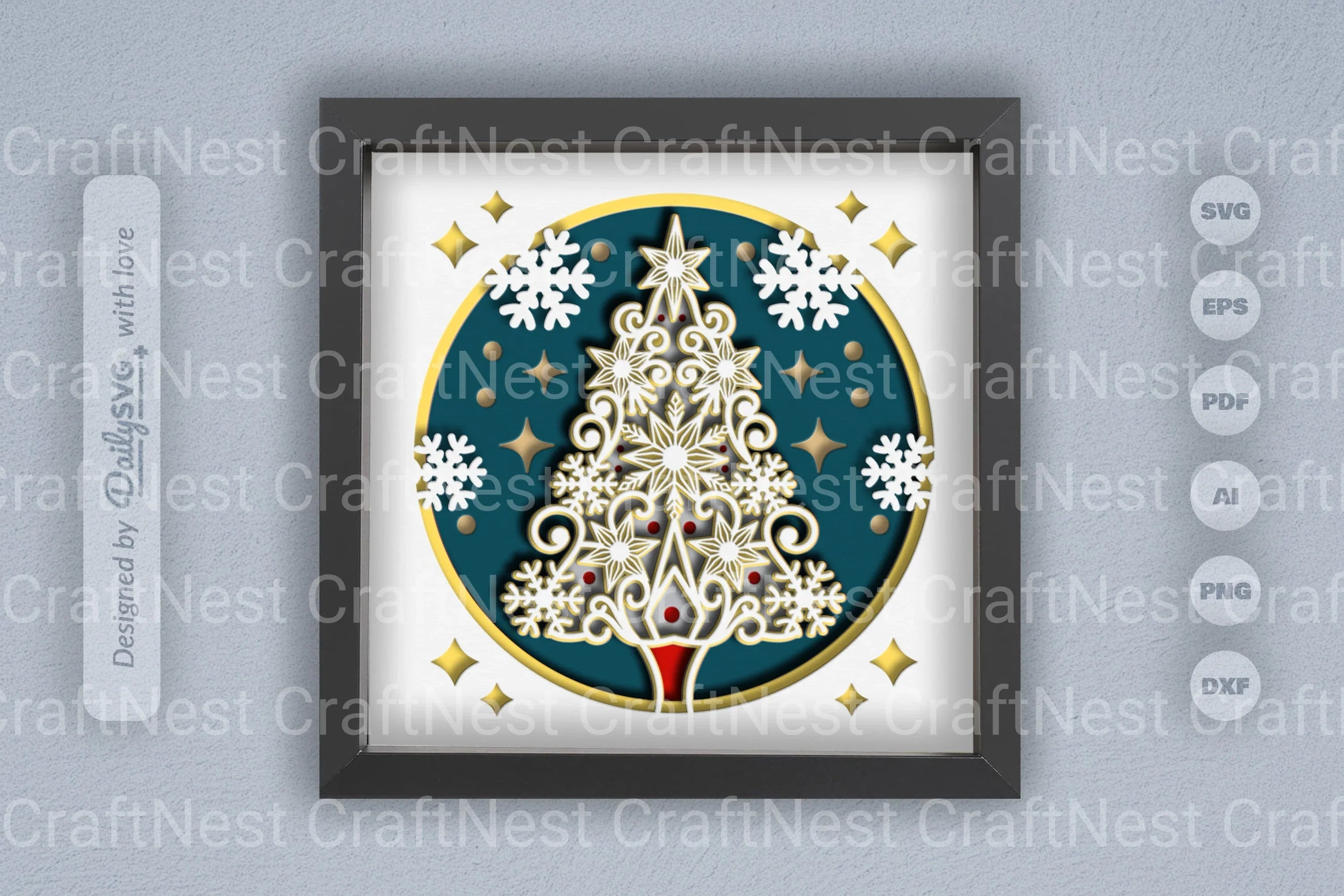 3D Christmas Snowflake Tree Papercut SVG Bundle