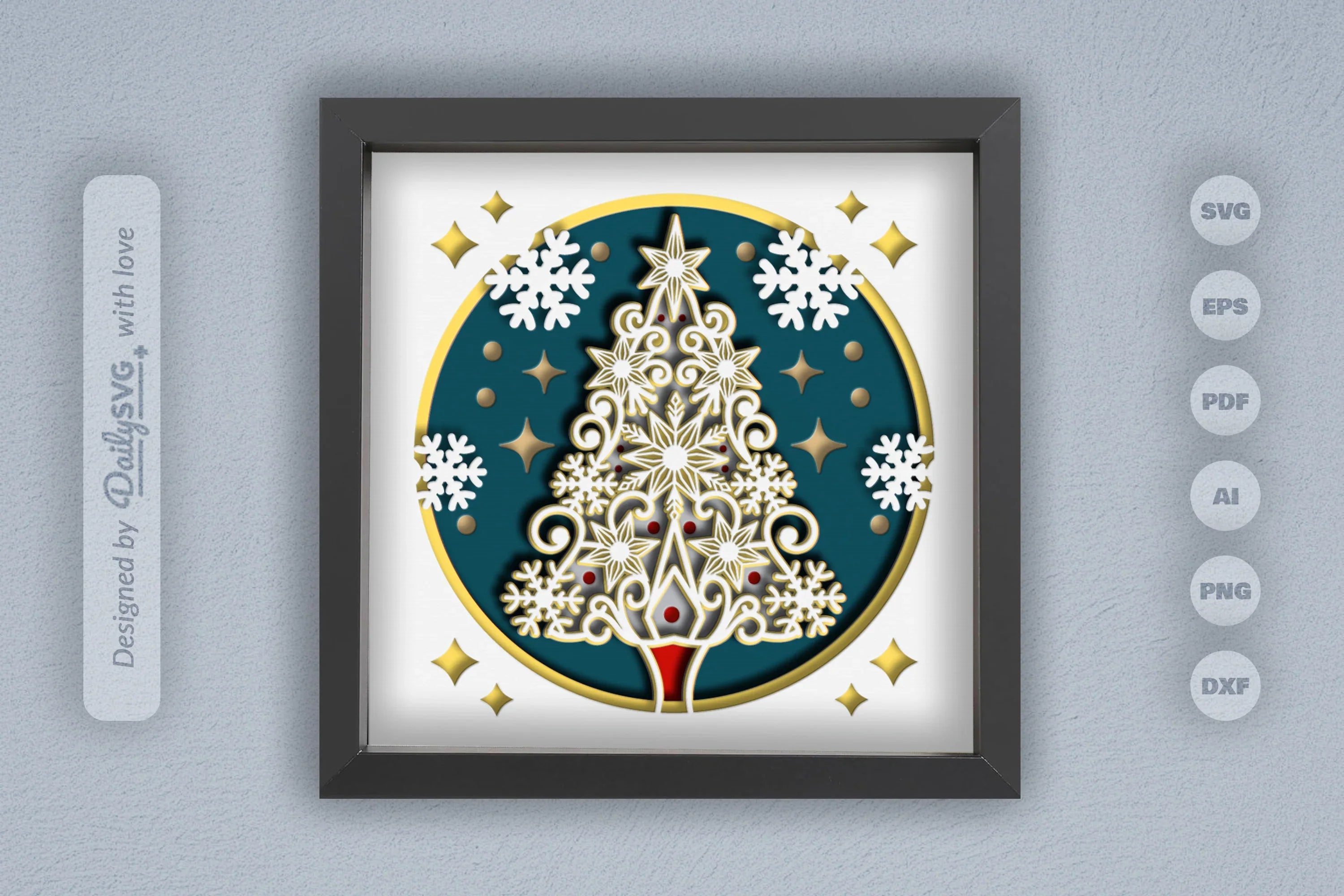 3D Christmas Snowflake Tree Papercut SVG Bundle - CraftNest - Digital Crafting and Art