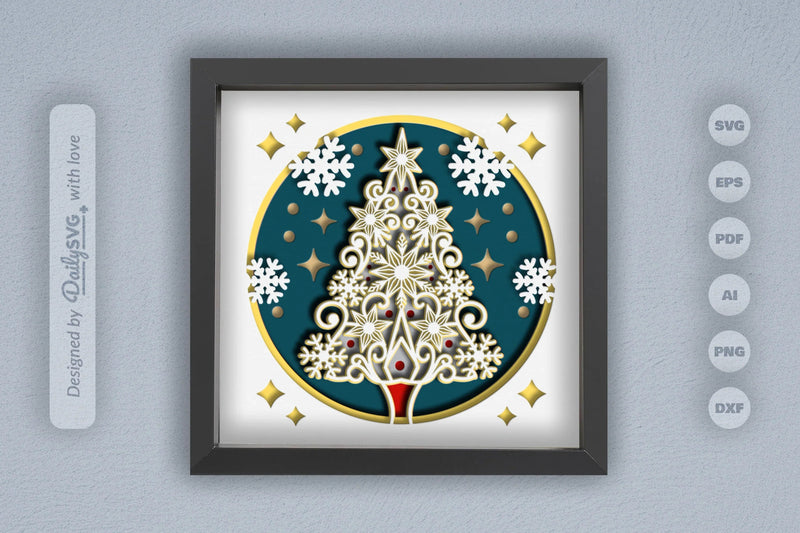 3D Christmas Snowflake Tree Papercut SVG Bundle - CraftNest - Digital Crafting and Art