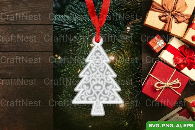 3D Christmas Tree Layered Papercut - CraftNest - Digital Crafting and Art