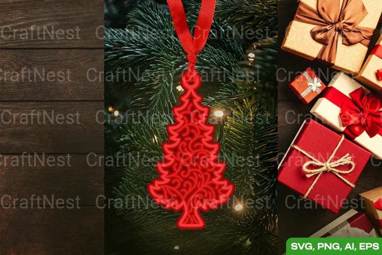 3D Christmas Tree Layered Papercut Clipart Bundle - CraftNest - Digital Crafting and Art