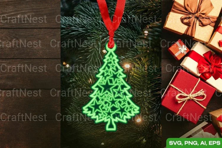 3D Christmas Tree Layered Papercut Clipart Bundle - CraftNest - Digital Crafting and Art
