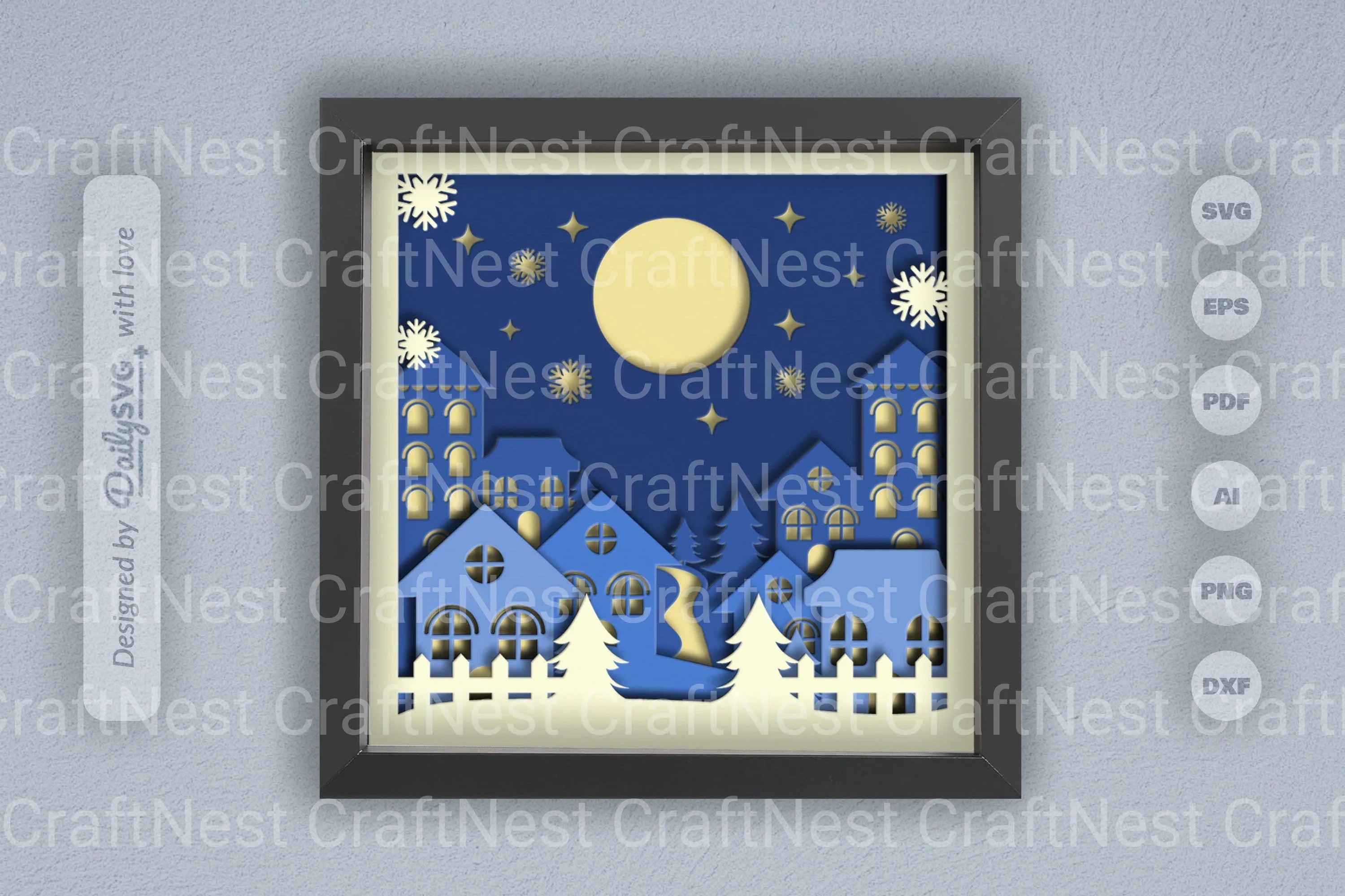 3D Christmas In Town Papercut SVG Bundle