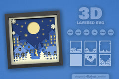 3D Christmas In Town Papercut SVG Bundle - CraftNest - Digital Crafting and Art