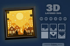 3D Christmas In Town Papercut SVG Bundle - CraftNest - Digital Crafting and Art