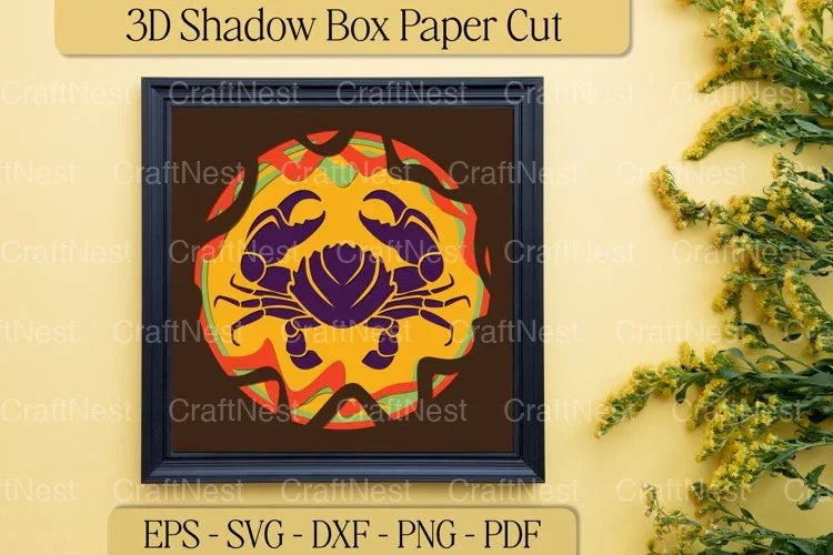 3D Crab Layered Paper Cut Clipart Bundle - CraftNest - Digital Crafting and Art