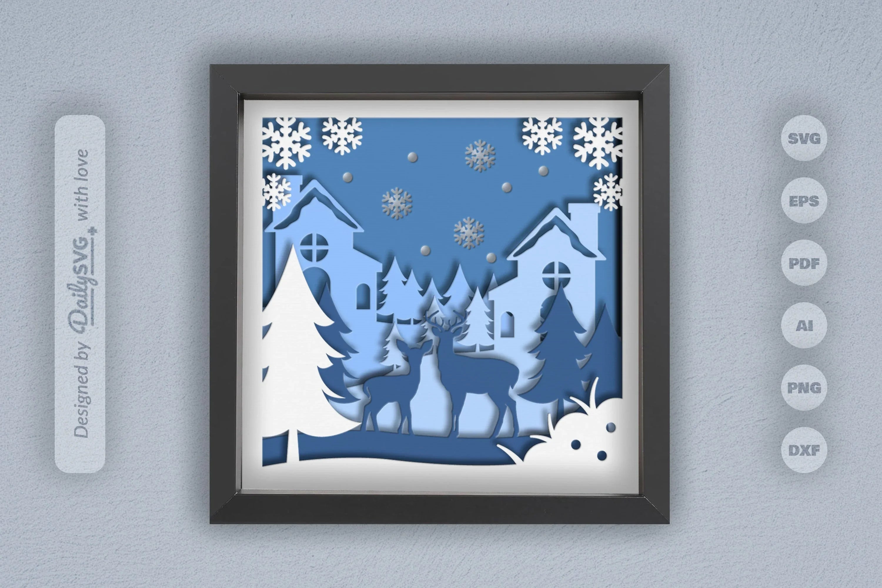 3D Deer and Winter Forest Papercut SVG Bundle