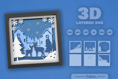 3D Deer and Winter Forest Papercut SVG Bundle - CraftNest - Digital Crafting and Art