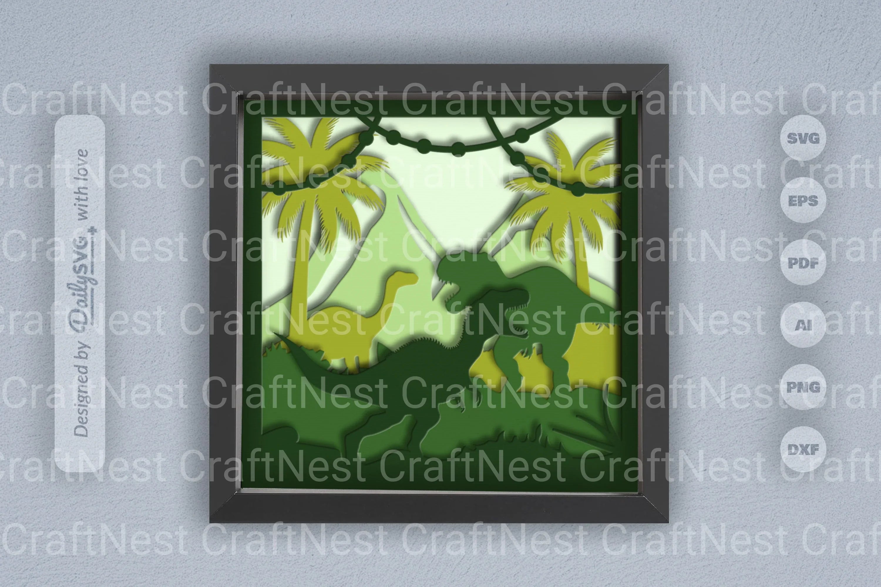 3D Dinosaur Jungle Papercut SVG Bundle