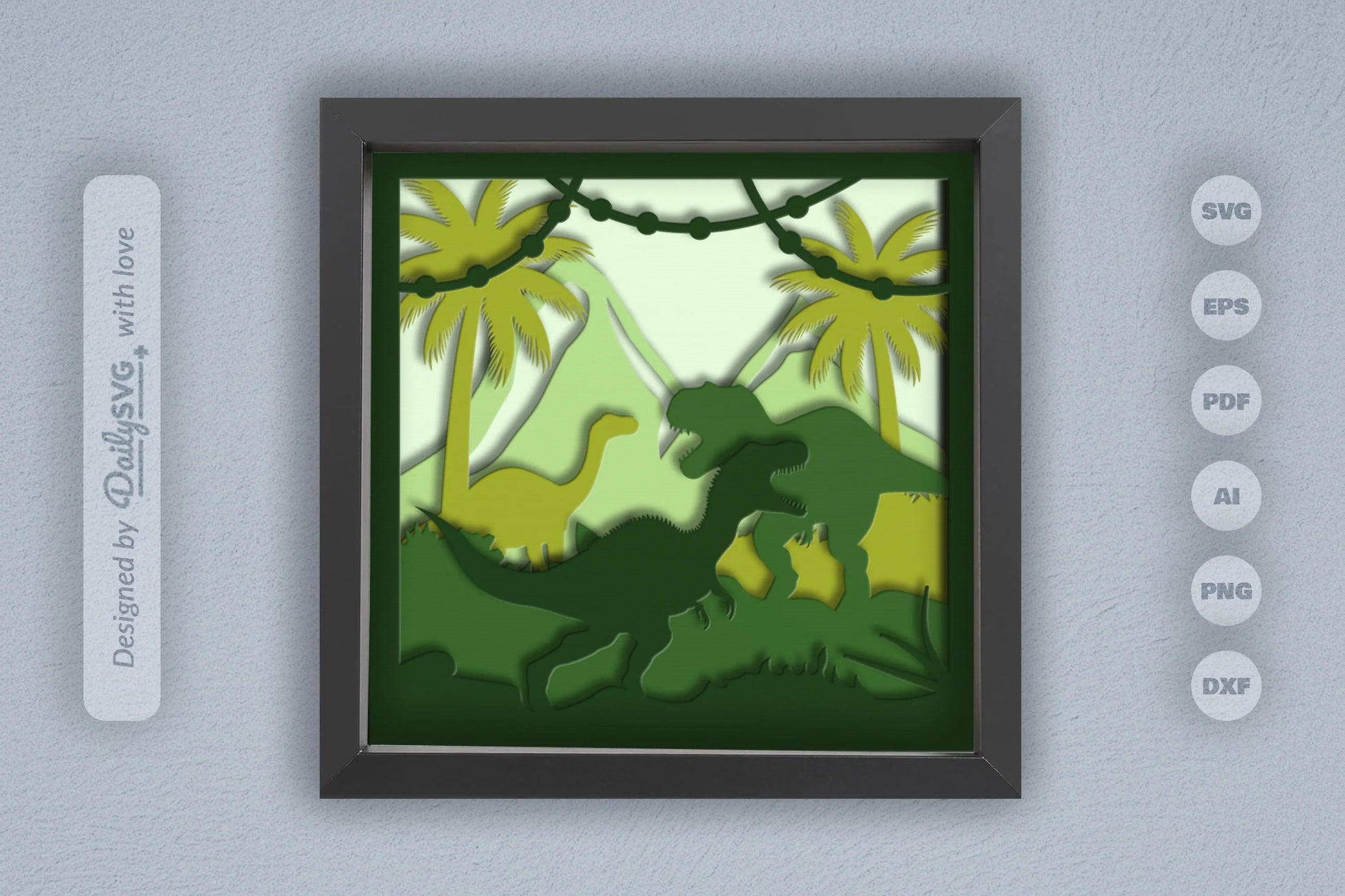 3D Dinosaur Jungle Papercut SVG Bundle - CraftNest - Digital Crafting and Art