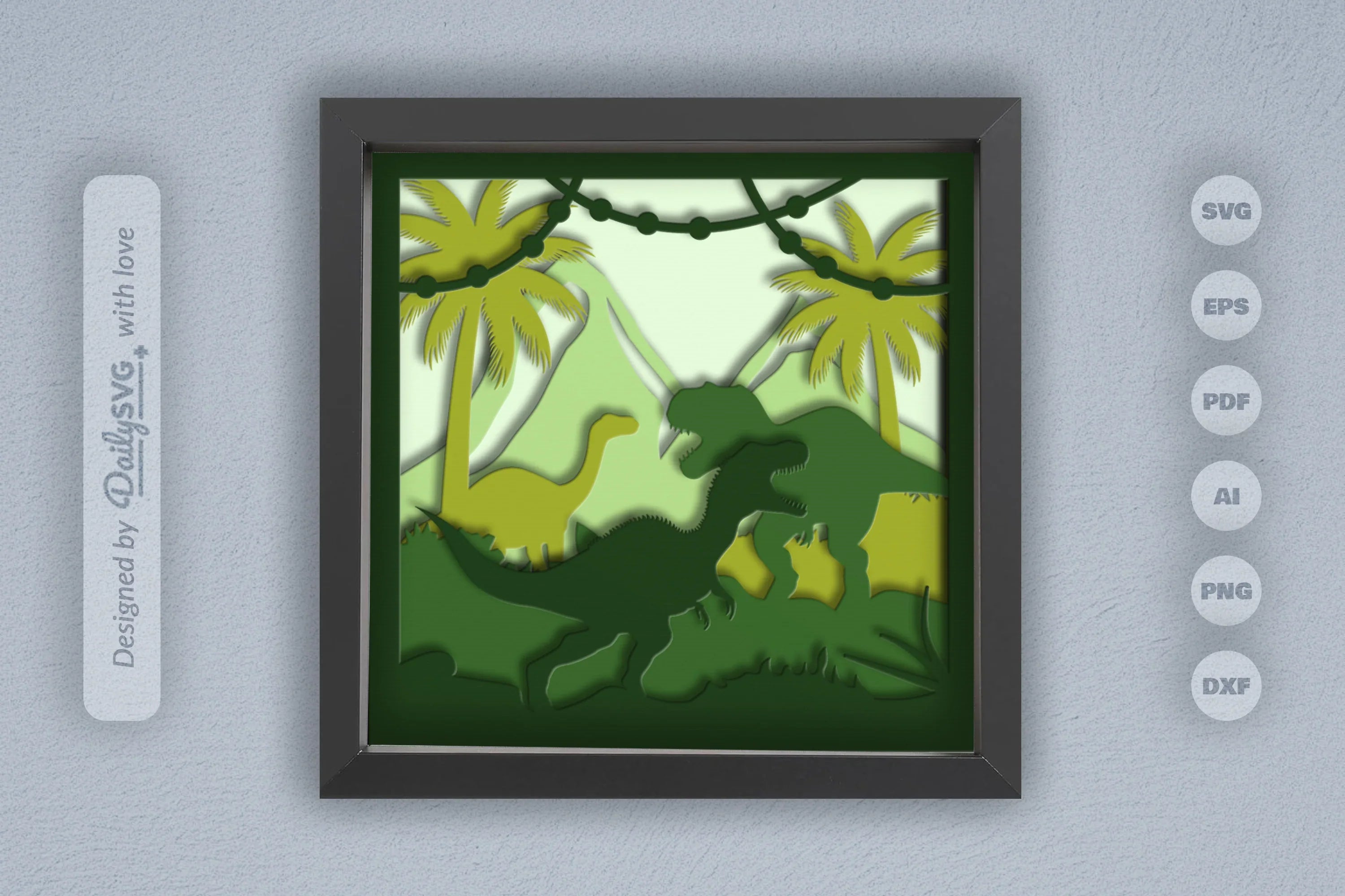 3D Dinosaur Jungle Papercut SVG Bundle - CraftNest - Digital Crafting and Art
