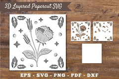 3D Flower Layered Papercut Clipart Bundle - CraftNest - Digital Crafting and Art