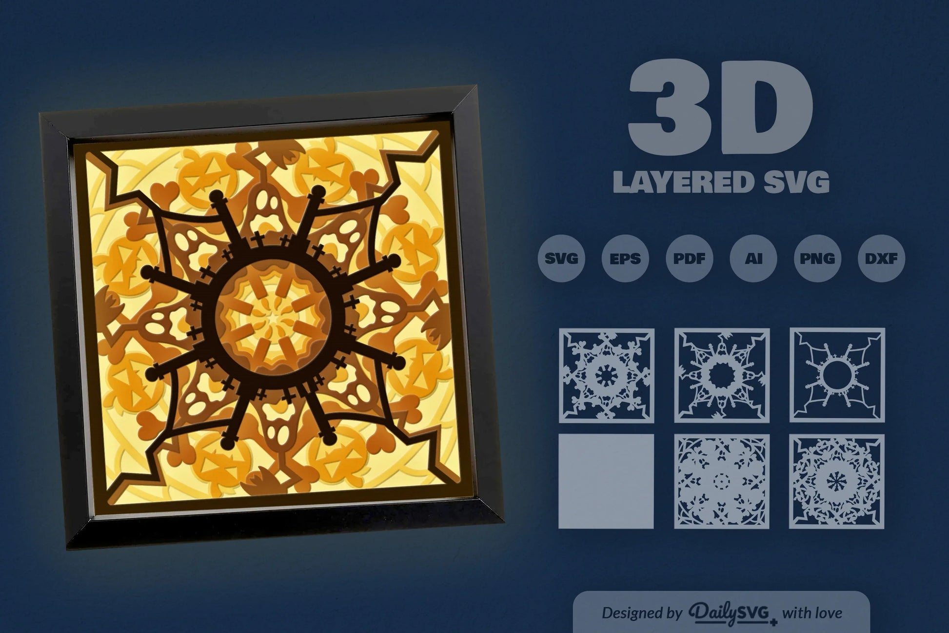 3D Halloween Boo Mandala Papercut SVG Bundle - CraftNest - Digital Crafting and Art