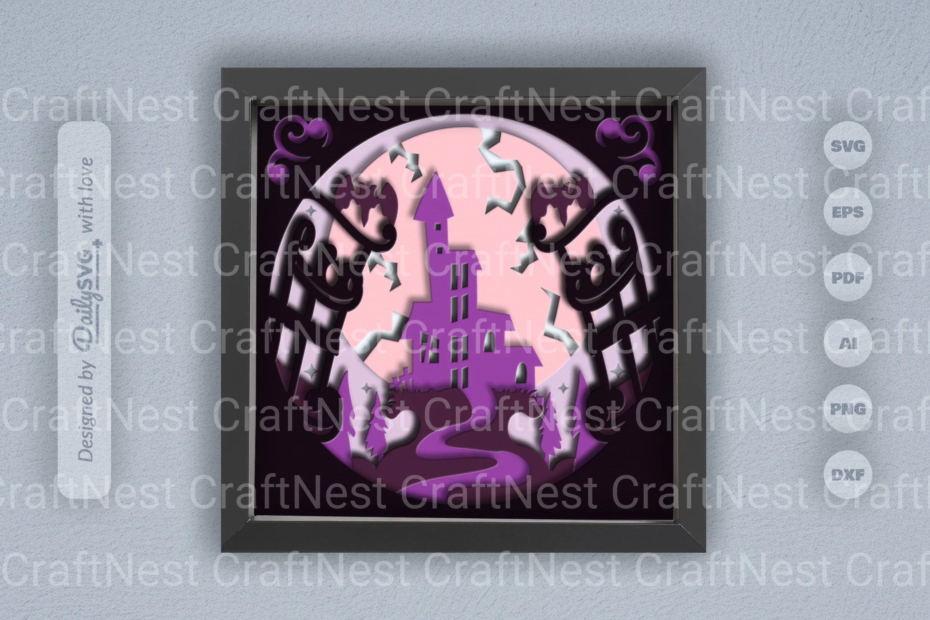 3D Halloween Haunted Castle Papercut SVG Bundle