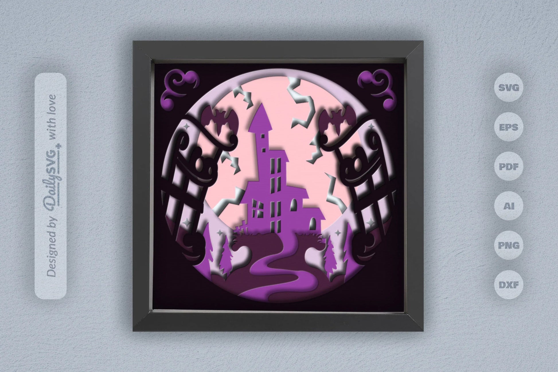 3D Halloween Haunted Castle Papercut SVG Bundle - CraftNest - Digital Crafting and Art