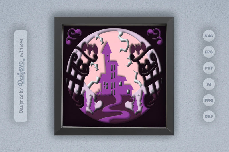 3D Halloween Haunted Castle Papercut SVG Bundle - CraftNest - Digital Crafting and Art