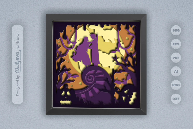 3D Romantic Halloween Night Papercut SVG Bundle - CraftNest - Digital Crafting and Art