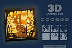 3D Romantic Halloween Night Papercut SVG Bundle - CraftNest - Digital Crafting and Art