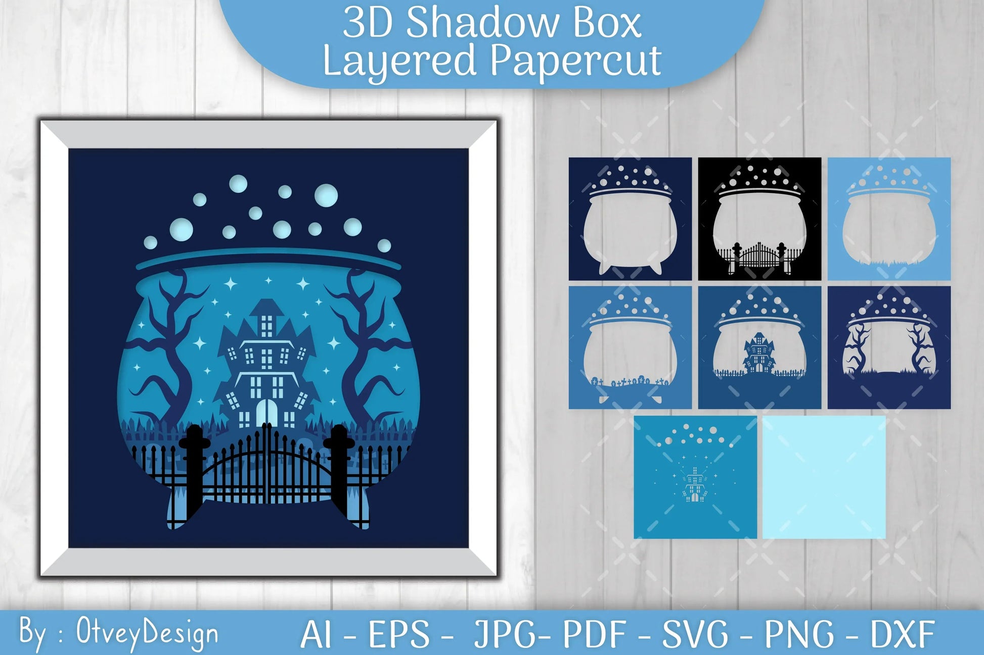 3D Halloween Shadow Box Papercut SVG Bundle - CraftNest - Digital Crafting and Art