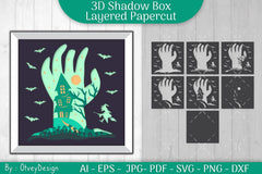 3D Halloween Scene Hand Shadow Box SVG Bundle - CraftNest - Digital Crafting and Art