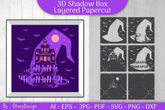 3D Halloween Scene Inside Hat Shadow Box SVG Bundle - CraftNest - Digital Crafting and Art