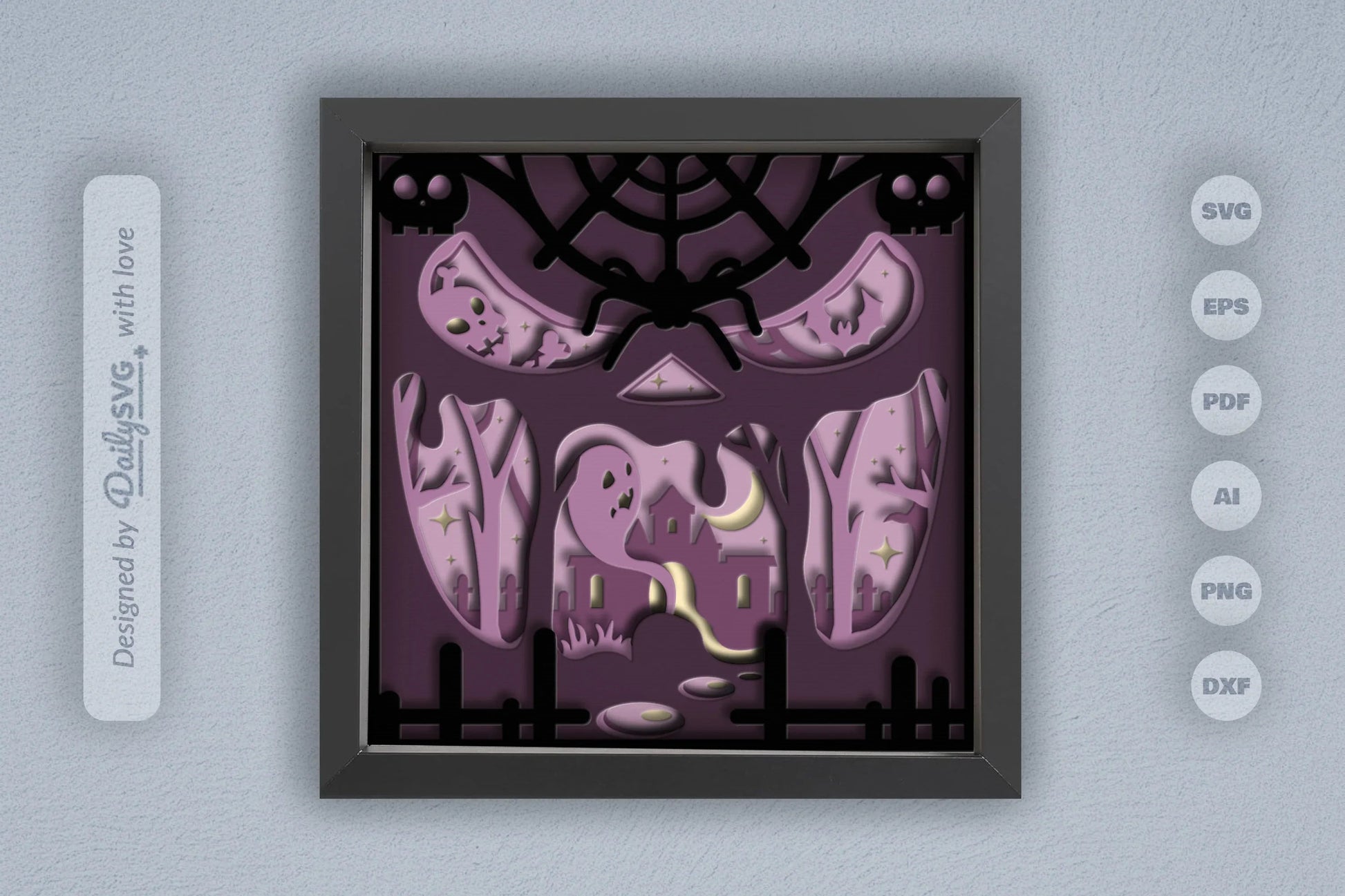 3D Halloween Scene Inside Scary Face Papercut SVG Bundle - CraftNest - Digital Crafting and Art